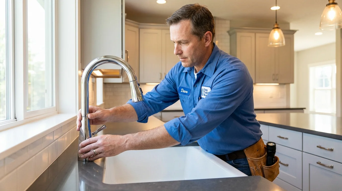 Kitchen faucet installation by Johns Plumbing LLC in Hector