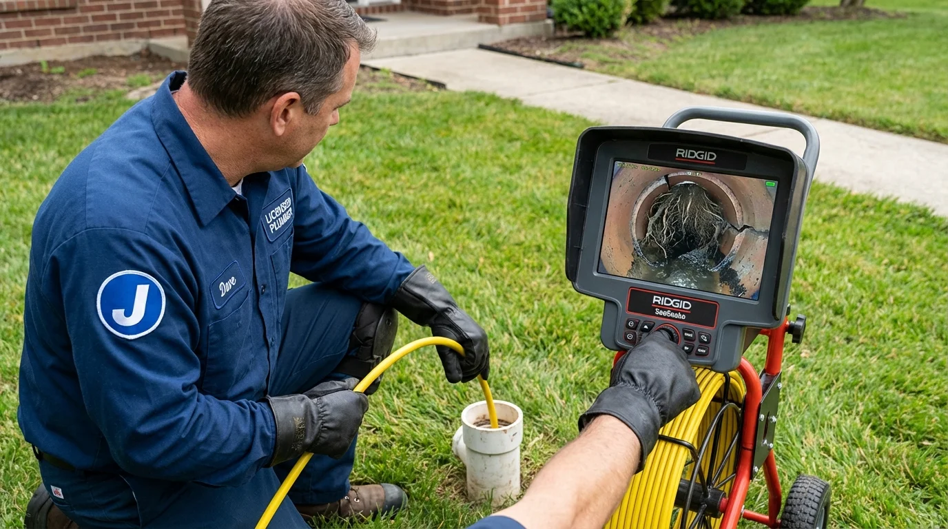 Sewer camera inspection being performed by Johns Plumbing LLC in Hector