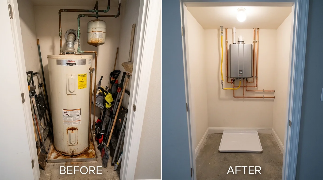 Tank water heater versus wall-mounted tankless unit comparison for Hector, MN homeowners